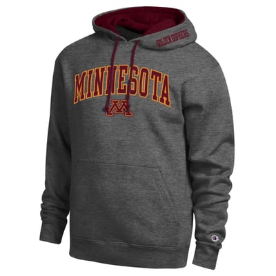  Minnesota Golden Gophers Champion Arch Tackle Twill Hoodie - Charcoal