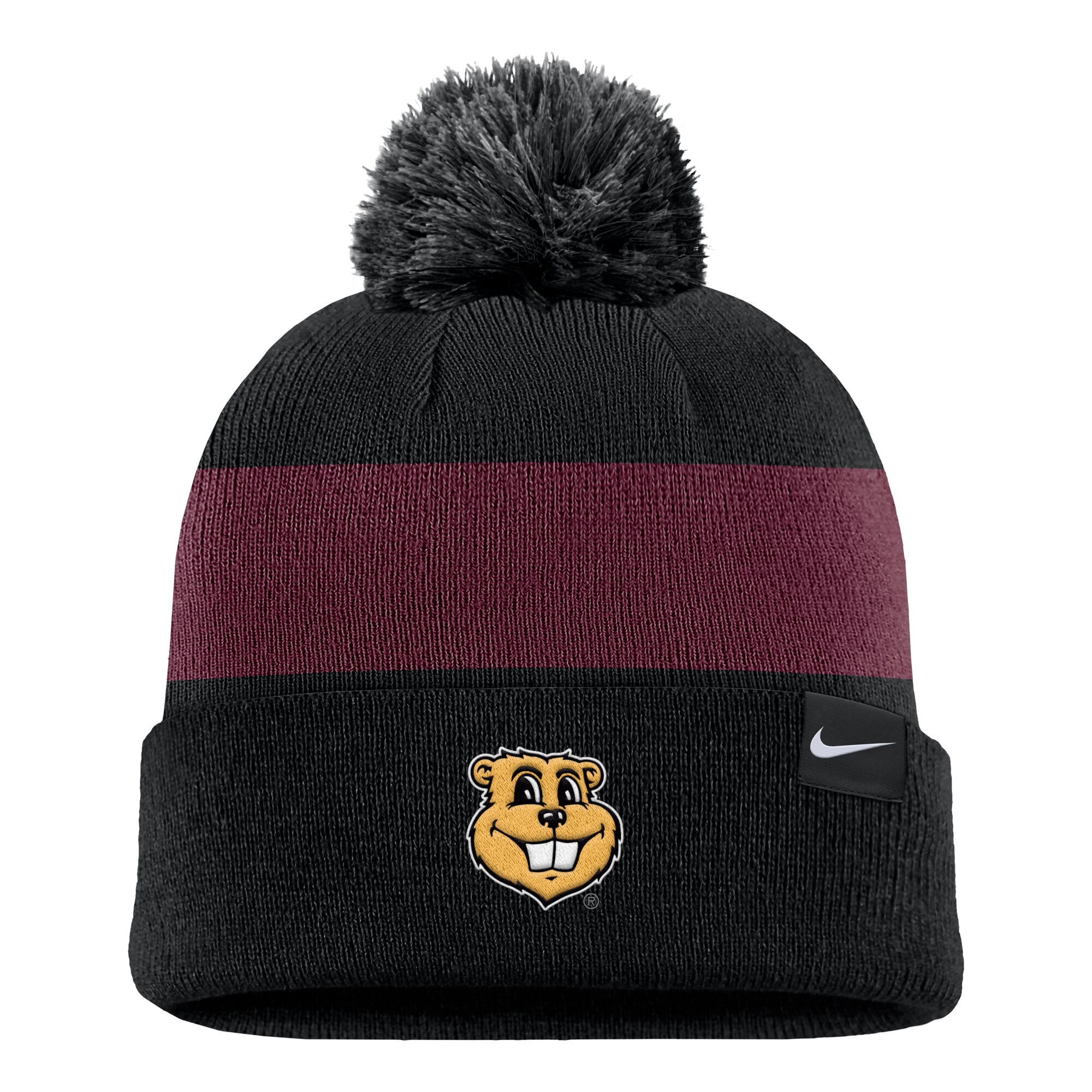 Bonnet à rayures et logo Nike Primetime pour homme, noir, Minnesota Golden Gophers, avec pompon