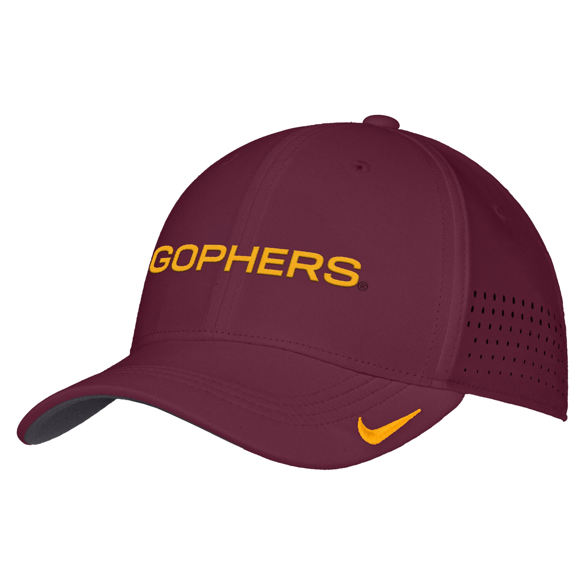 Men's Nike Maroon Minnesota Golden Gophers 2026 On-Field AeroBill SwooshFlex Dri-FIT Hat