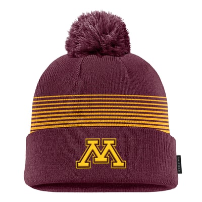 Minnesota Golden Gophers Nike 2026 On-Field Peak Cuffed Knit Hat with Pom - Maroon