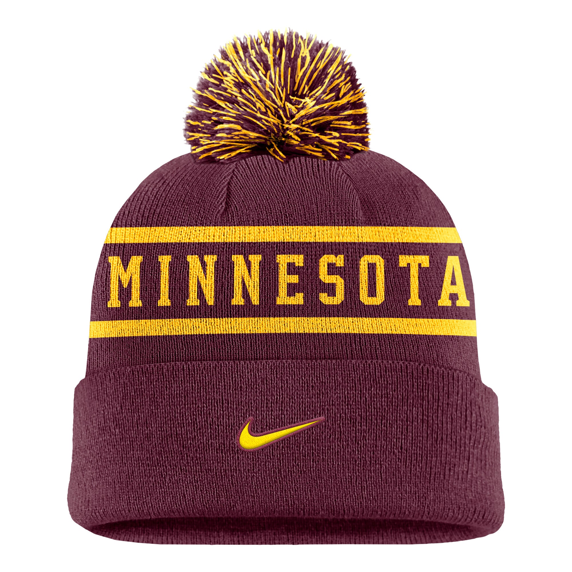 Men's Nike Maroon Minnesota Golden Gophers Peak Cuffed Knit Hat with Pom