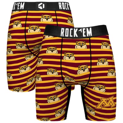  Minnesota Golden Gophers Rock Em Mascot Stripes Boxer Briefs - Maroon