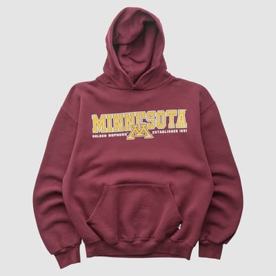 Minnesota Golden Gophers Russell 2000s Hooded Pullover Sweatshirt - Red - XS by Fanatics Real Vintage