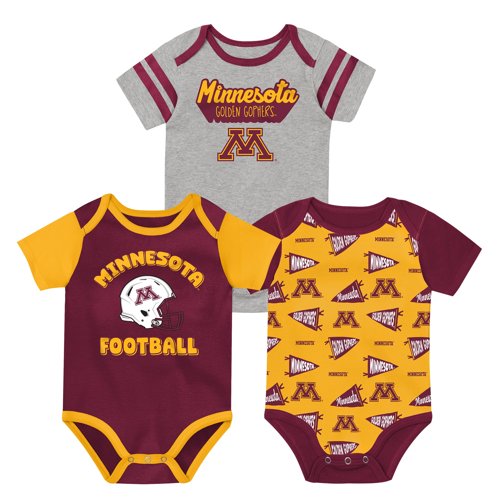 Newborn Outerstuff Red Minnesota Golden Gophers Star Player Three-Piece Bodysuit Set
