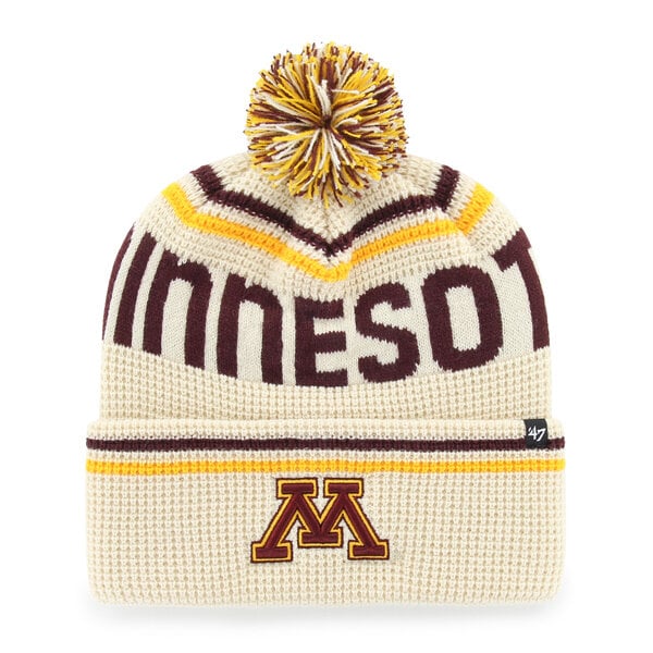 Bonnet unisexe '47 crème Minnesota Golden Gophers en maille gaufrée à revers avec pompon