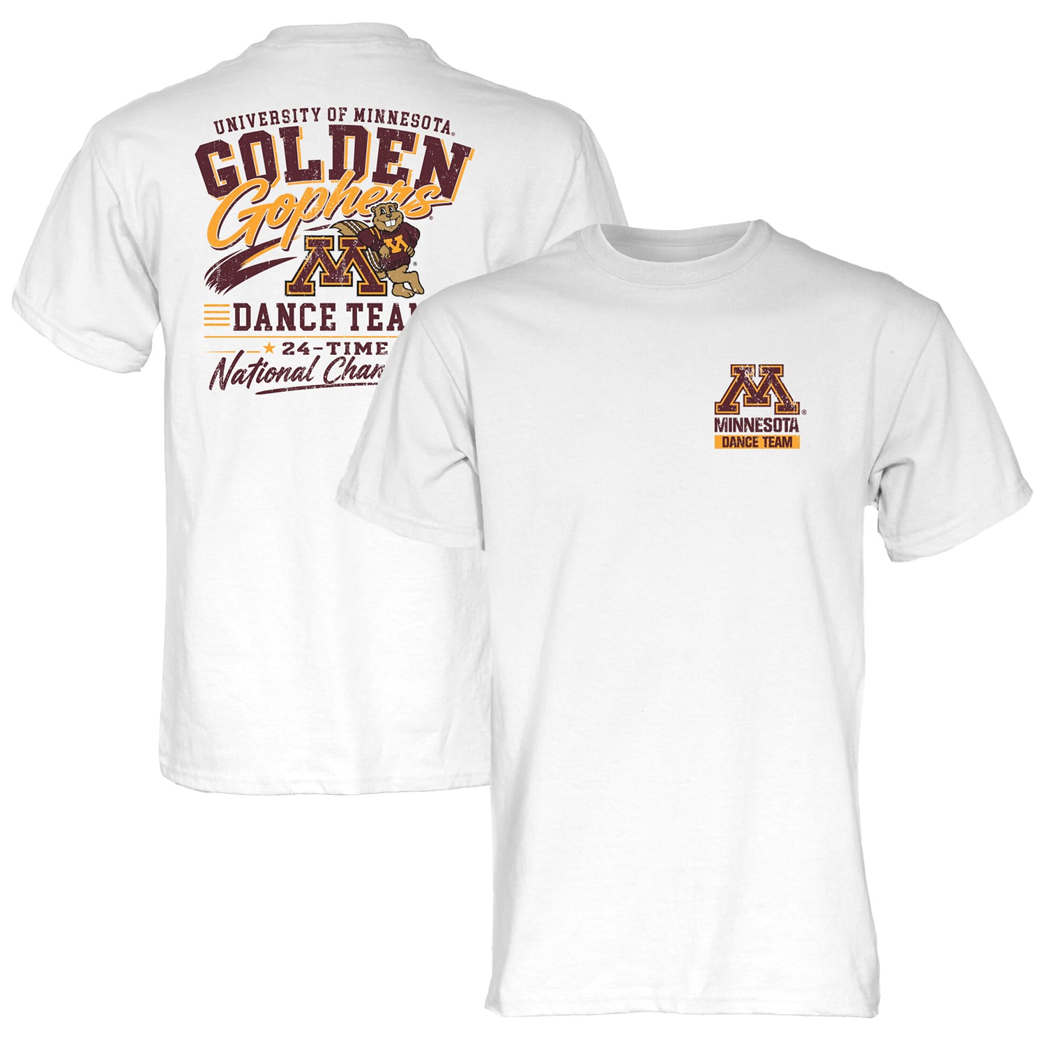 Unisex Blue 84  White Minnesota Golden Gophers Dance Team T-Shirt