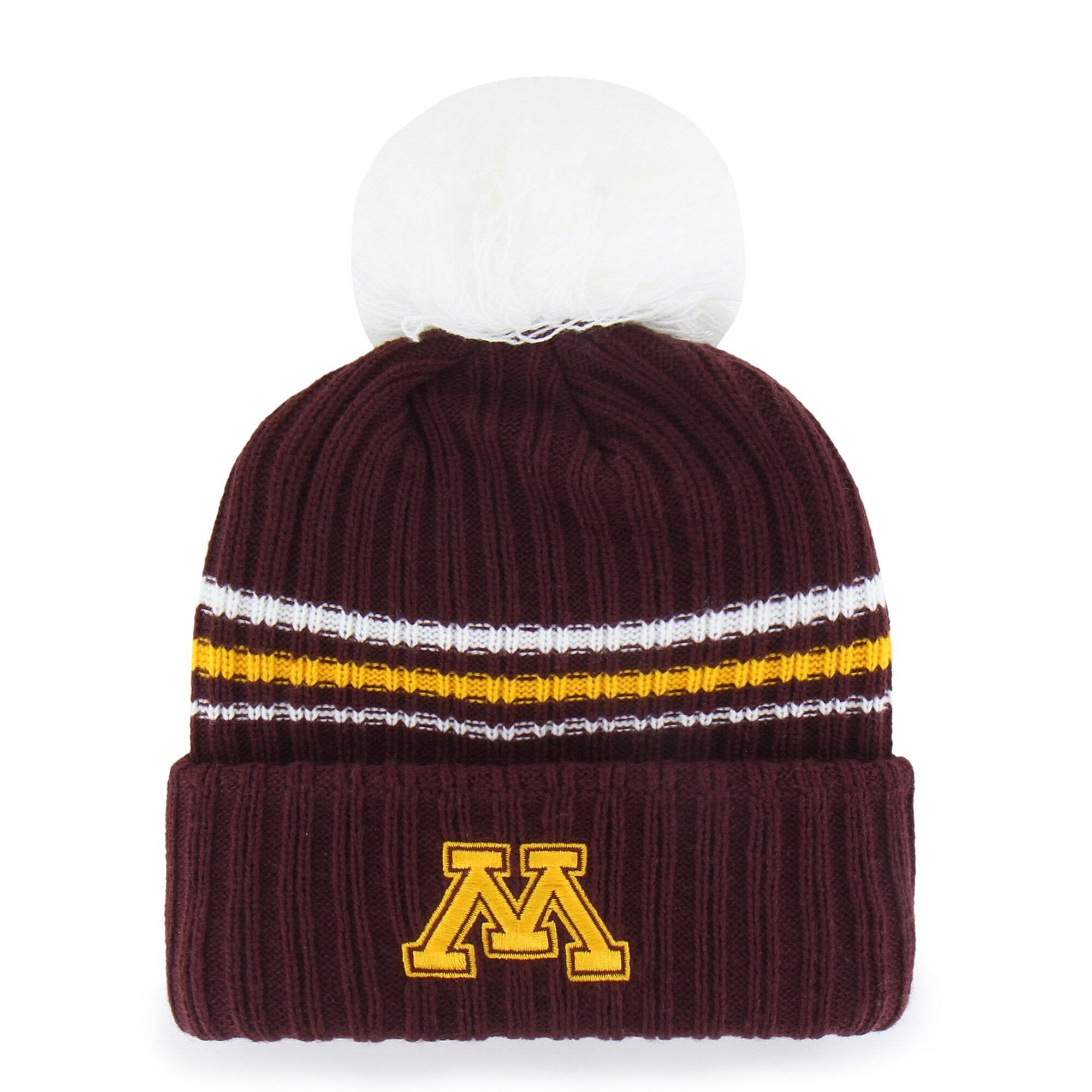 Women's '47  Maroon Minnesota Golden Gophers Seasonal Fuzzy Script Big Pom Knit Hat