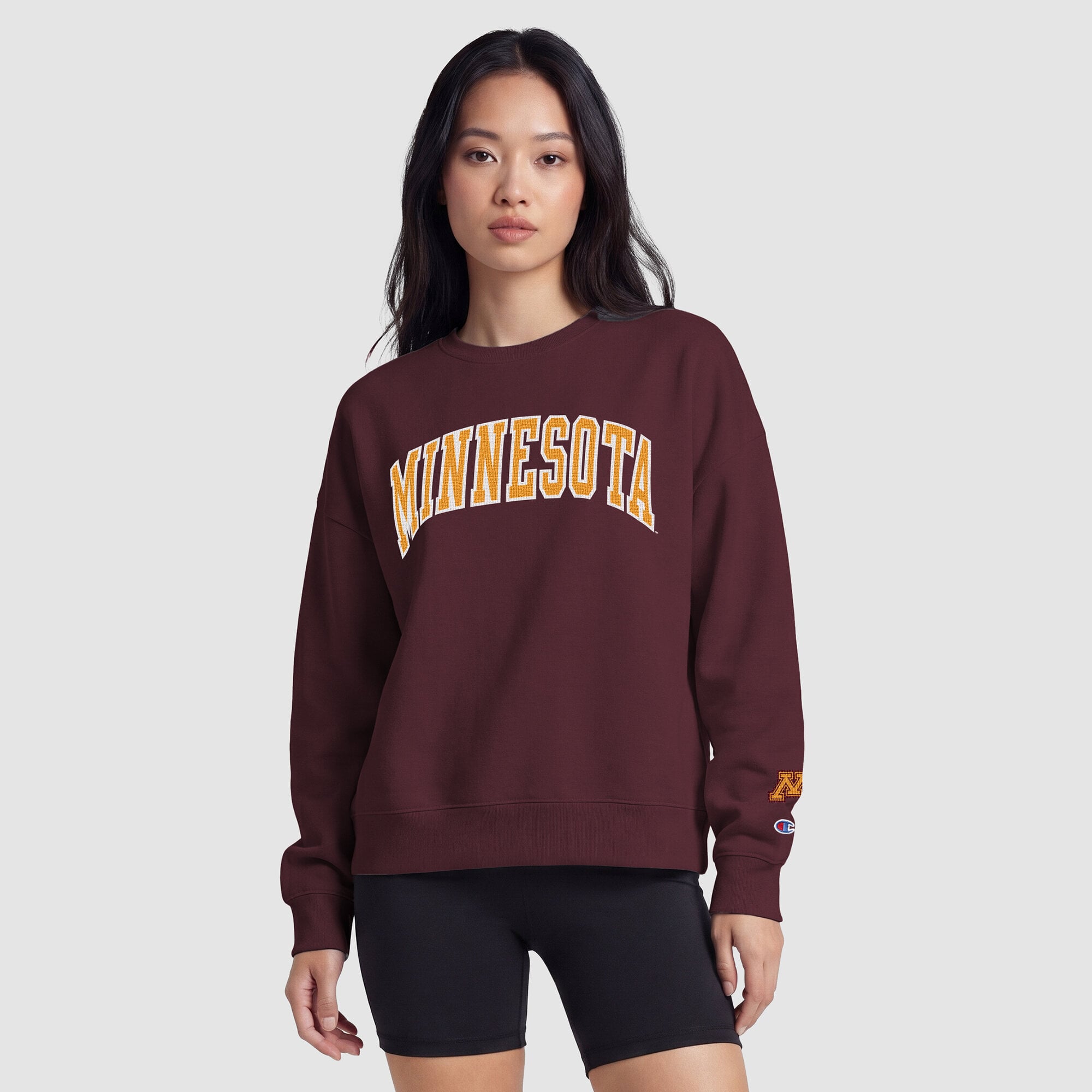 Women's Champion Maroon Minnesota Golden Gophers Fleece Crew Sweatshirt