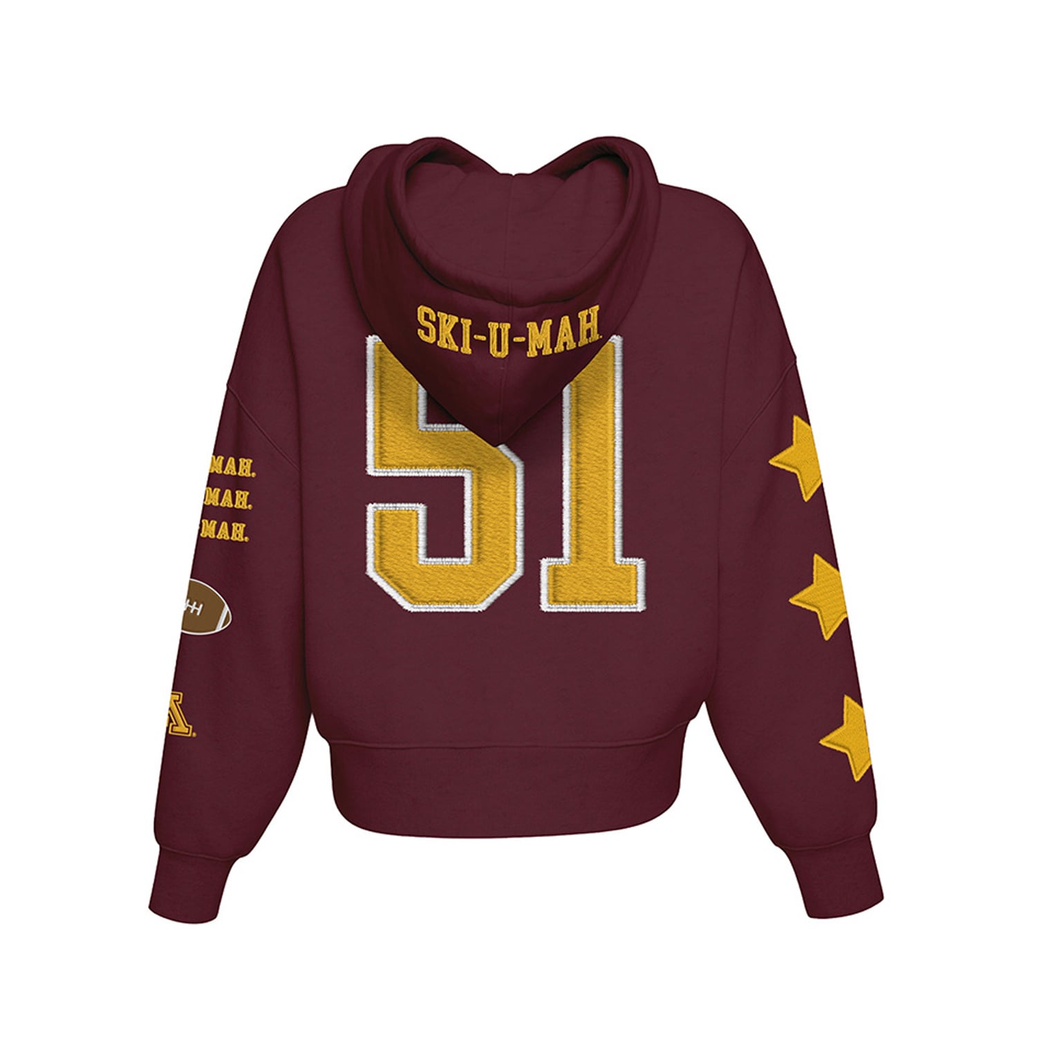 Sweat à capuche court Hype and Vice bordeaux Minnesota Golden Gophers pour femmes