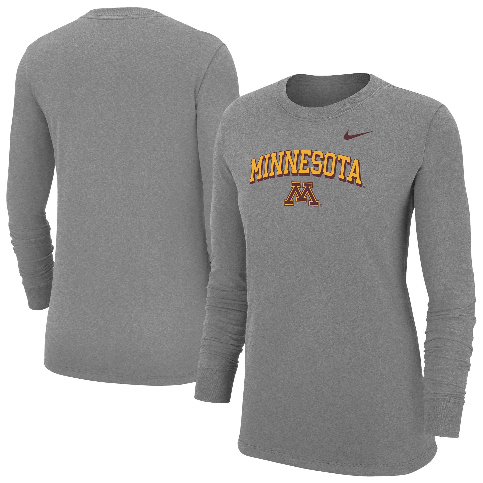 Women's Nike Heather Gray Minnesota Golden Gophers Core Long Sleeve T-Shirt