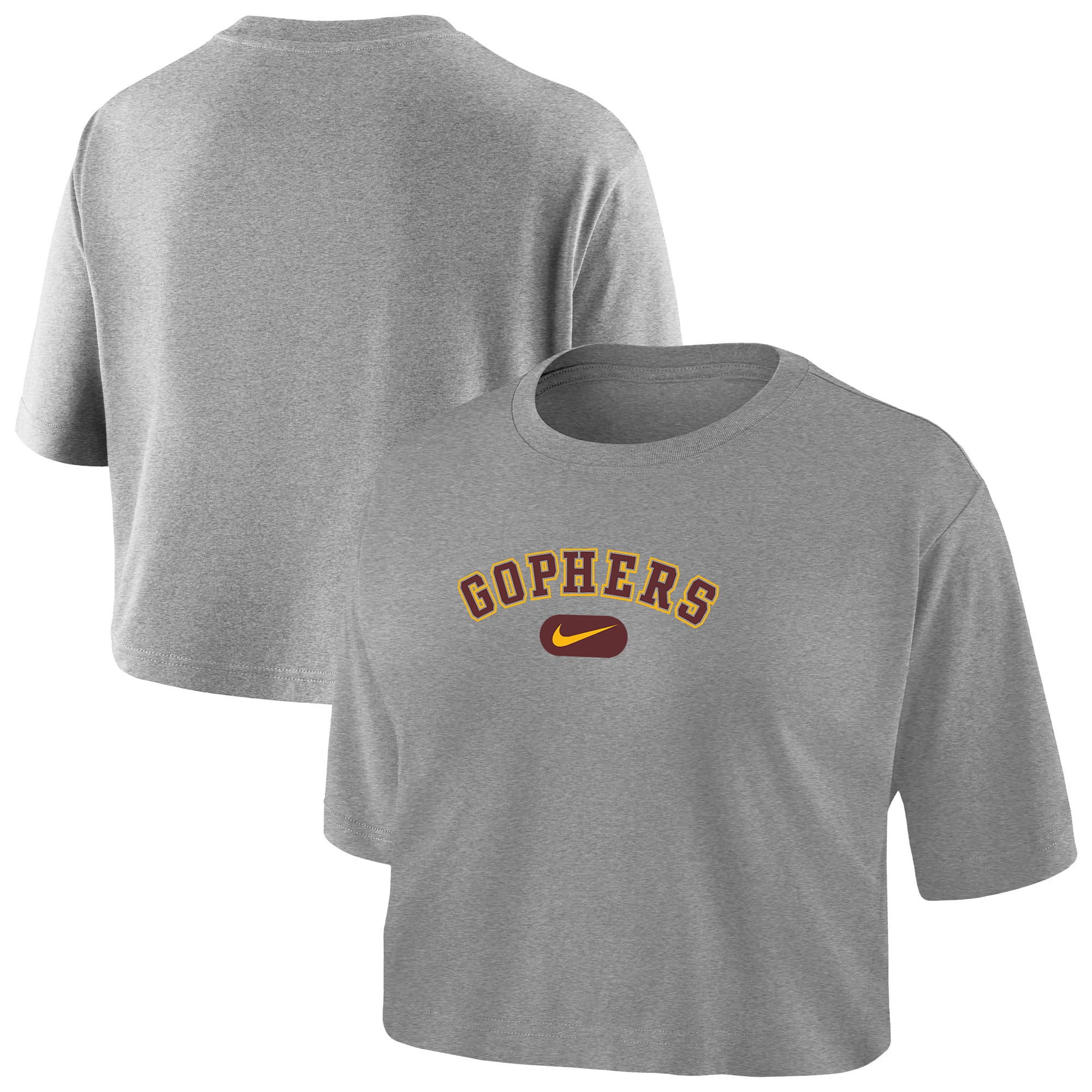 Women's Nike Heather Gray Minnesota Golden Gophers Dri-FIT Cropped T-Shirt