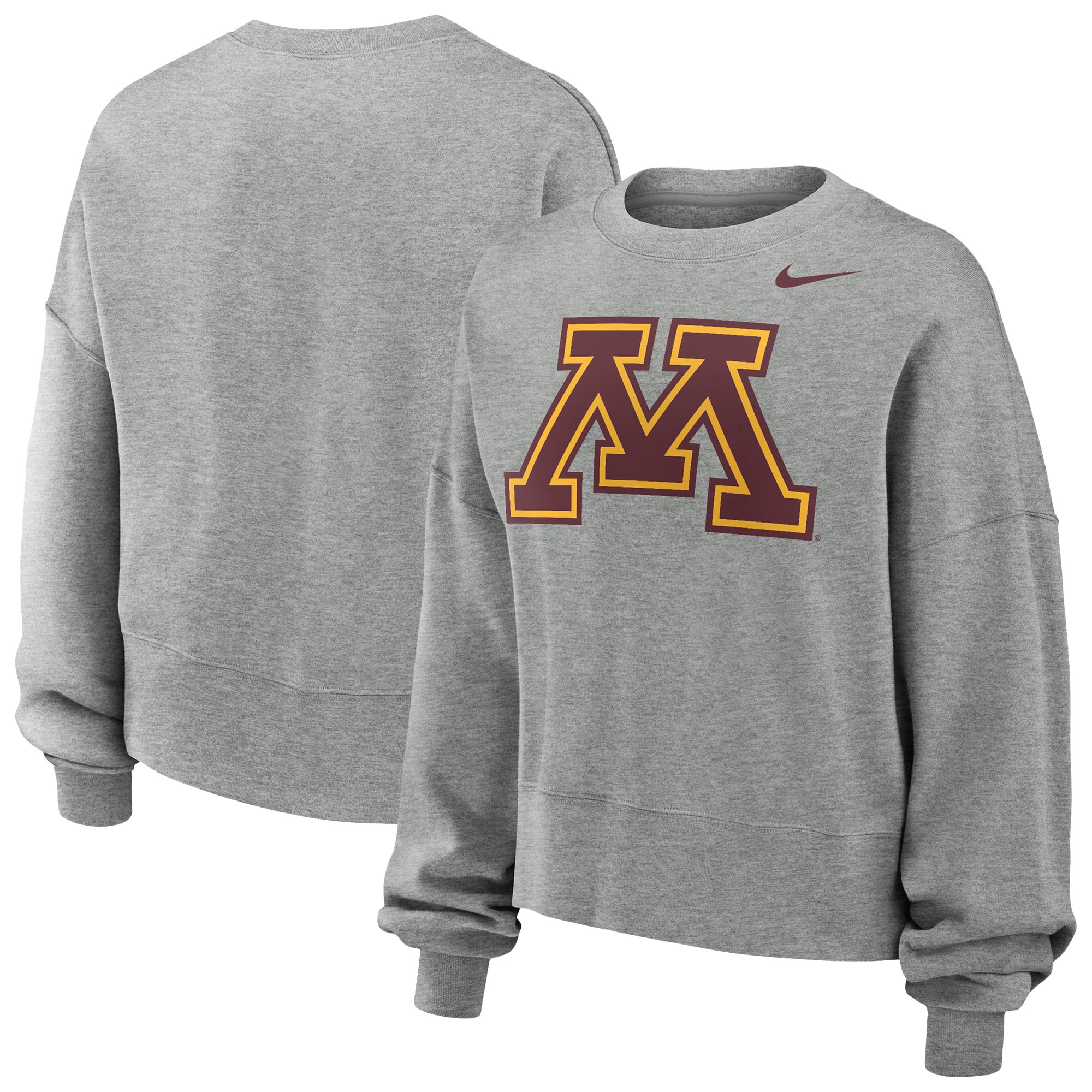 Women's Nike Heather Gray Minnesota Golden Gophers Phoenix Fleece Pullover Sweatshirt