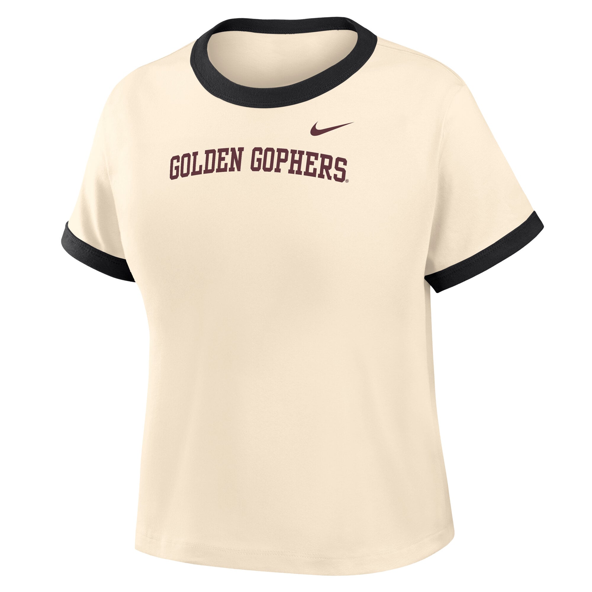 Women's Nike Natural Minnesota Golden Gophers Ringer Mod Cropped T-Shirt