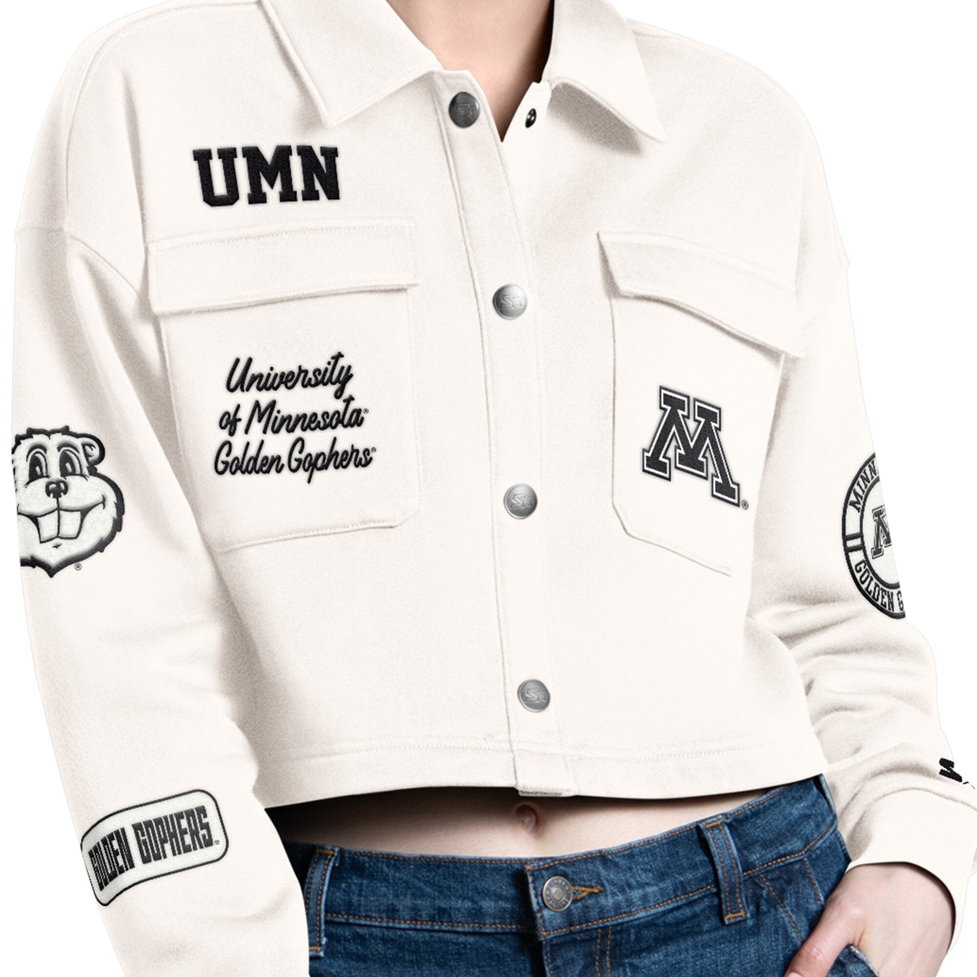 Crème Starter pour femmes Minnesota Golden Gophers Anchor Chemise courte à boutons-pression