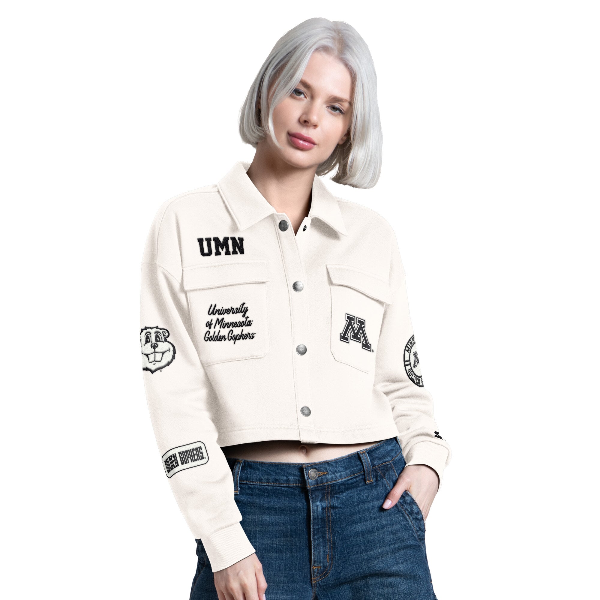 Crème Starter pour femmes Minnesota Golden Gophers Anchor Chemise courte à boutons-pression
