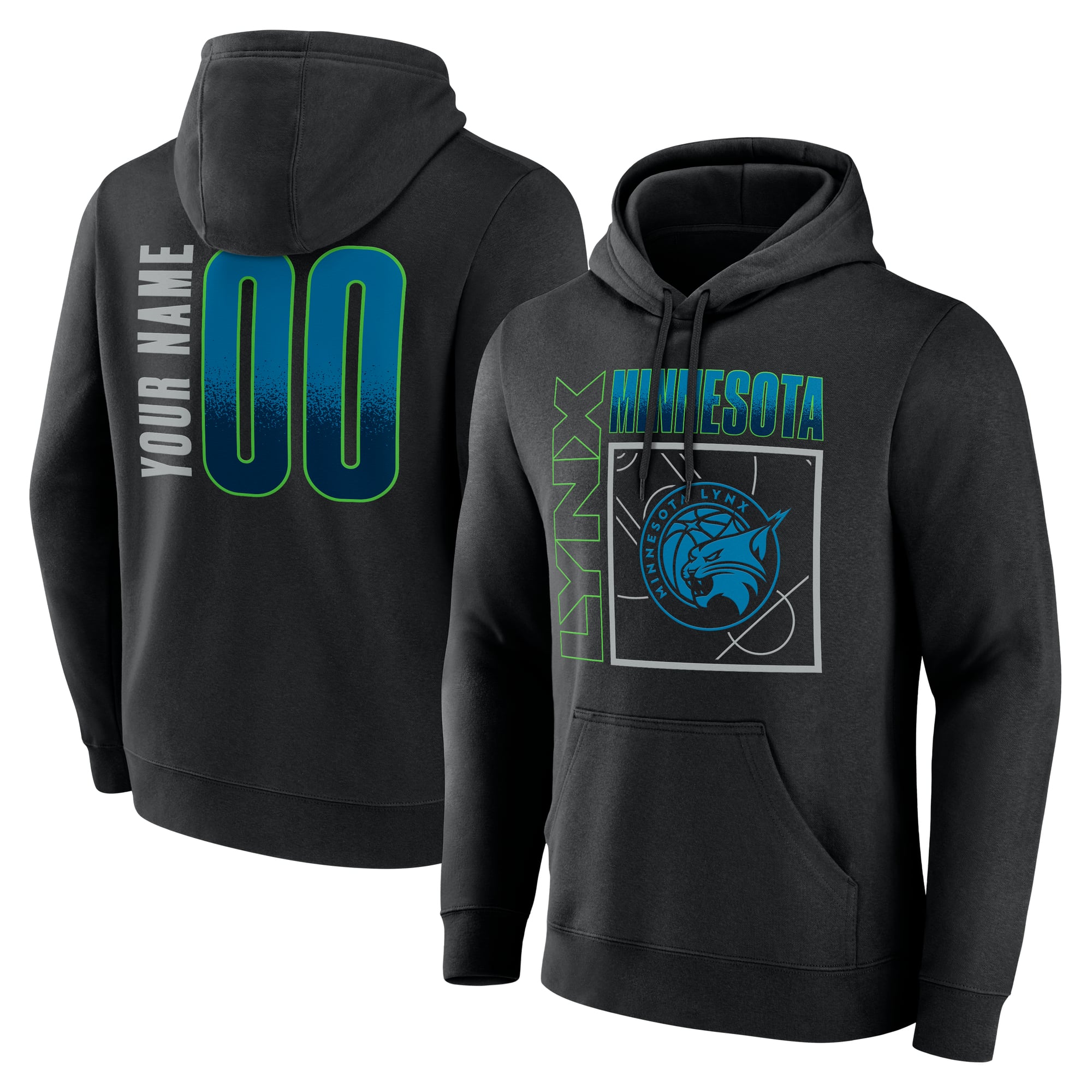 Men's Black Minnesota Lynx Home Court Pop Personalized Name & Number Hoodie