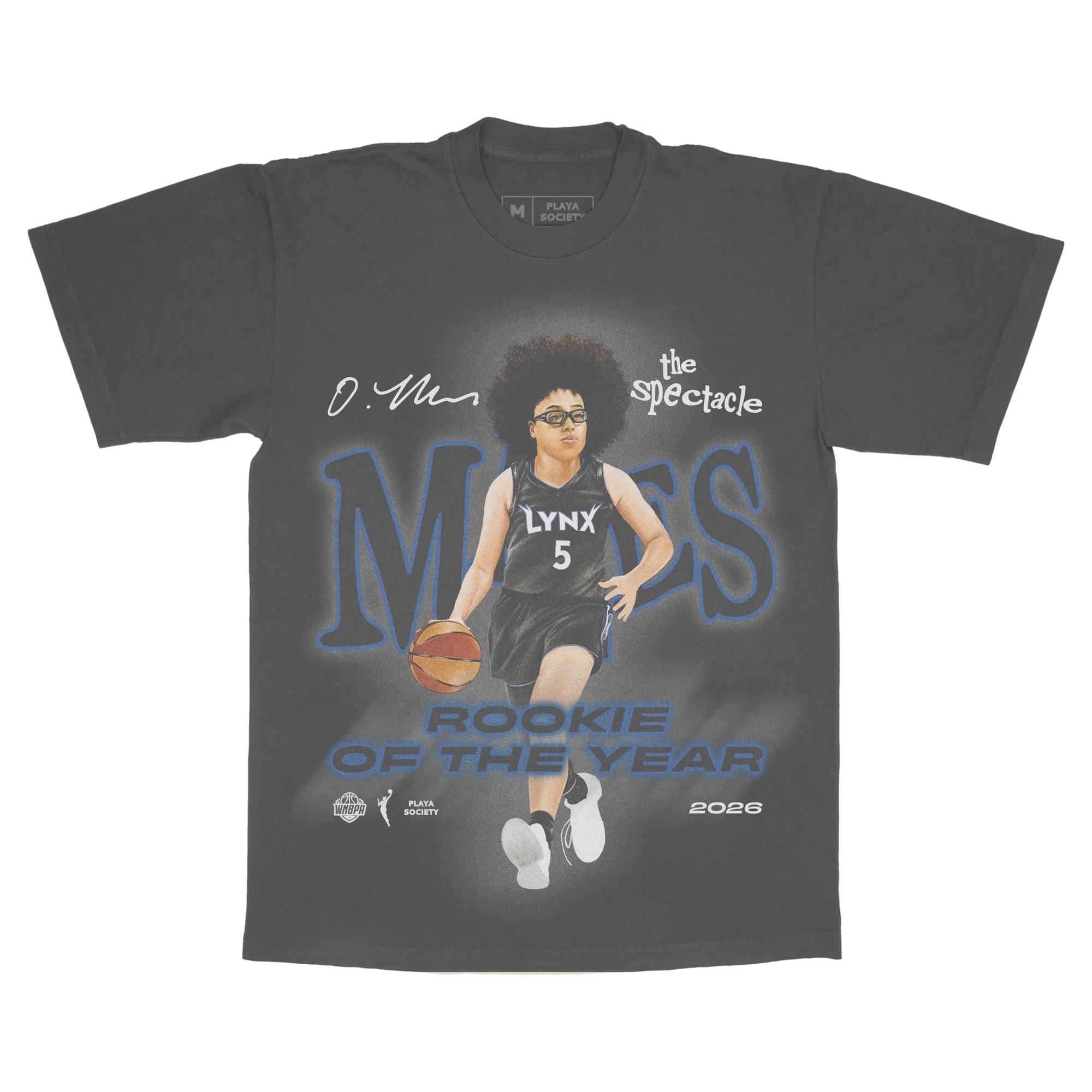 T-shirt unisexe Playa Society Olivia Miles Charcoal Minnesota Lynx 2026 WNBA Rookie of the Year