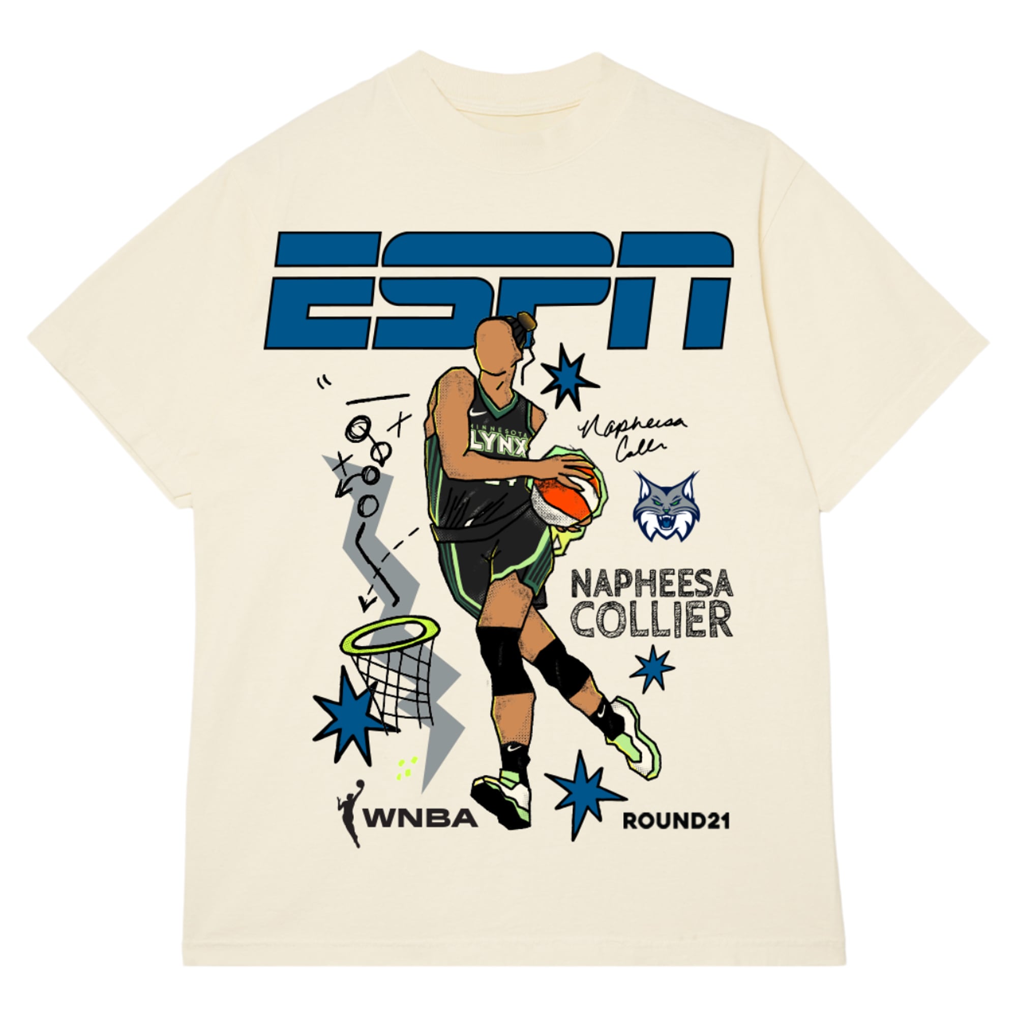 Unisex round21 Napheesa Collier Cream Minnesota Lynx ESPN Player Graphic T-Shirt