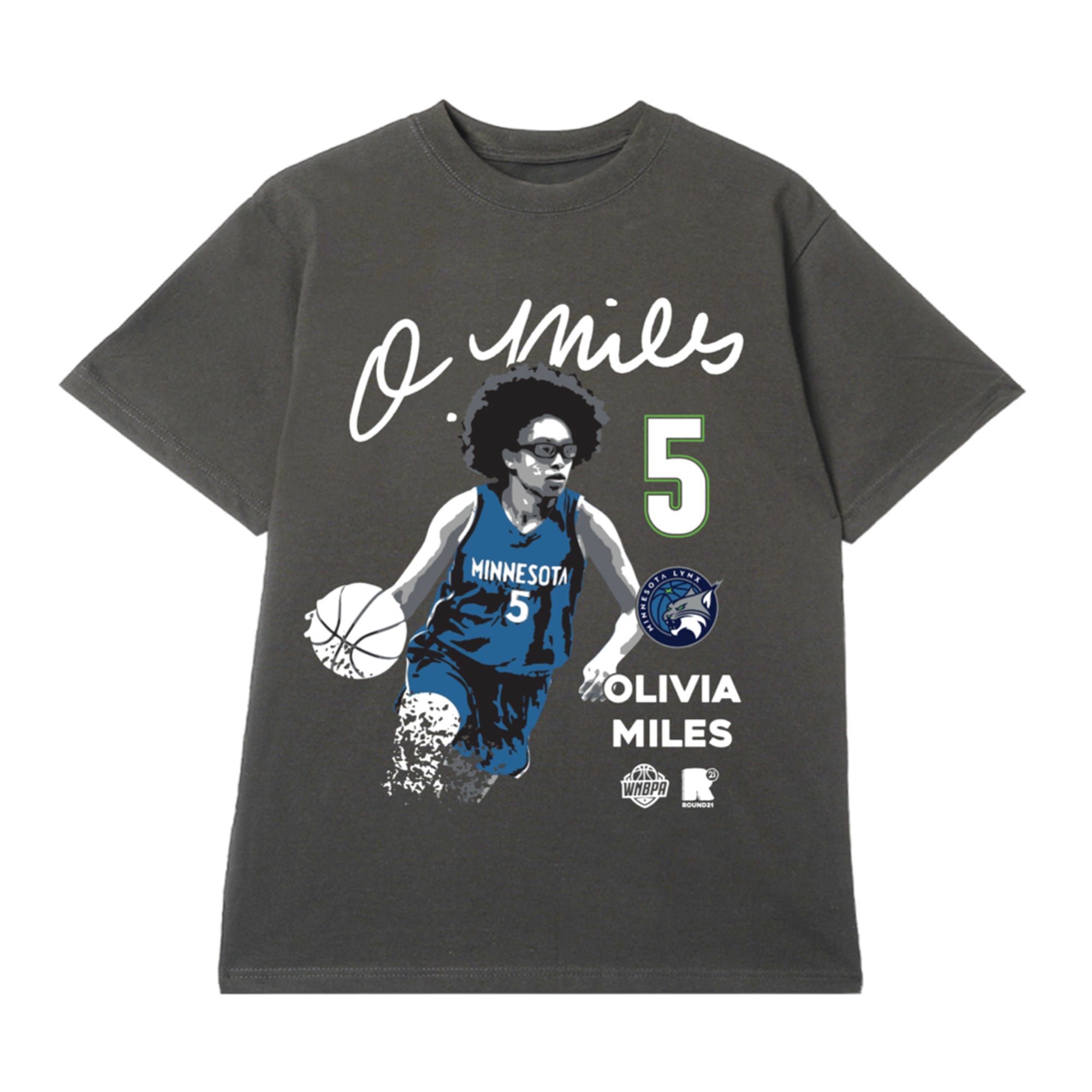 T-shirt unisexe round21 Olivia Miles Gray Minnesota Lynx Poster
