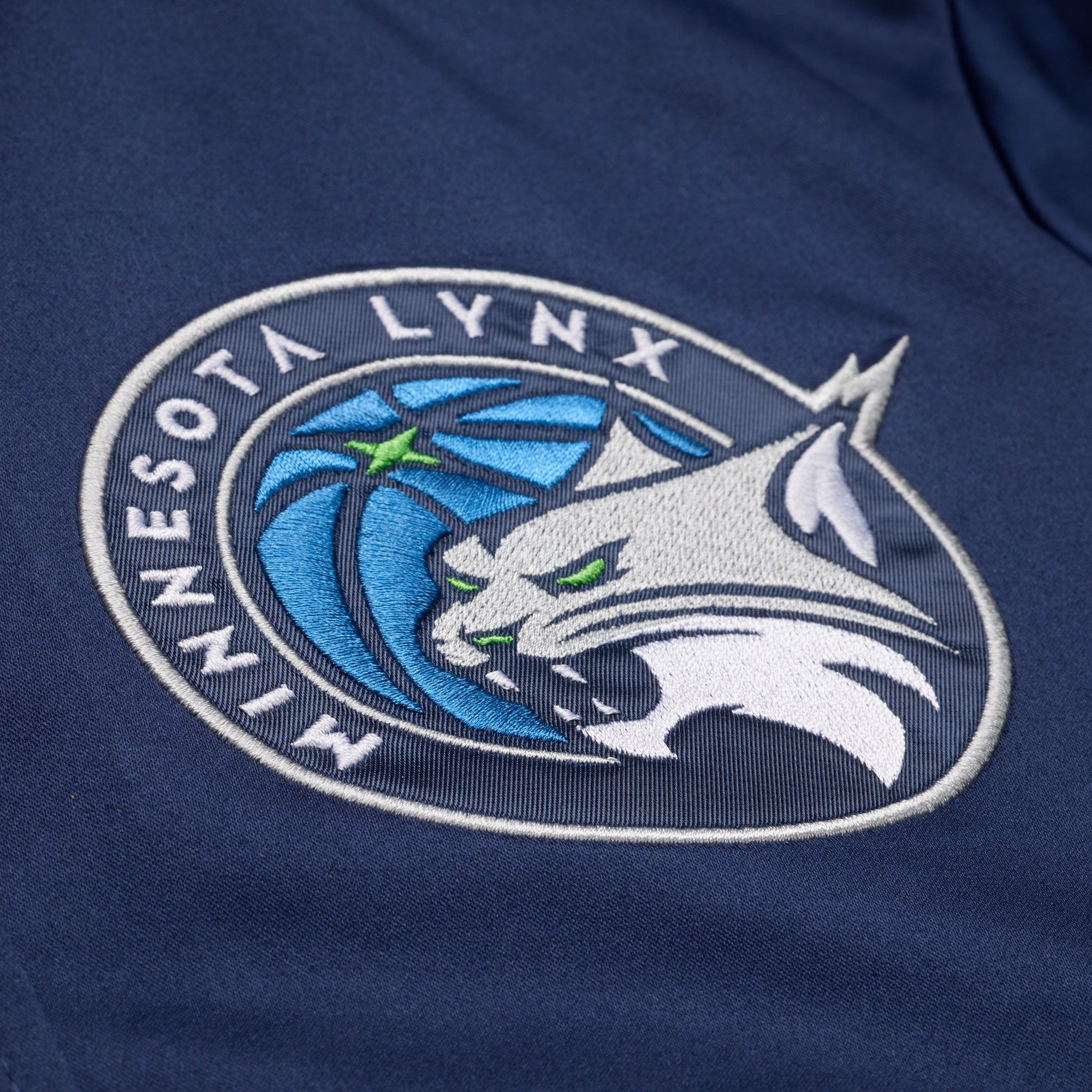 Women's Mitchell & Ness  Navy Minnesota Lynx Lightweight Cropped Full Snap Satin Jacket
