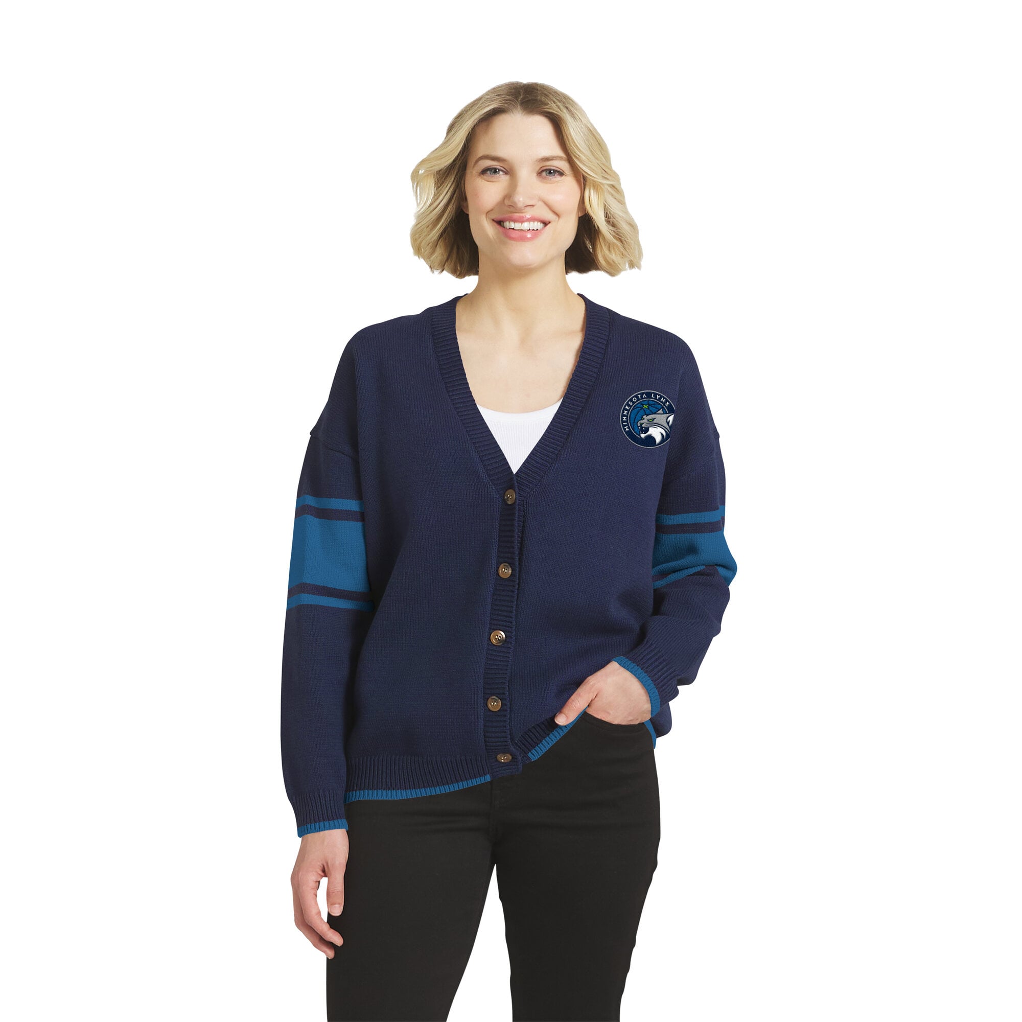 Gilet boutonné bleu marine Minnesota Lynx de la marque WEAR by Erin Andrews