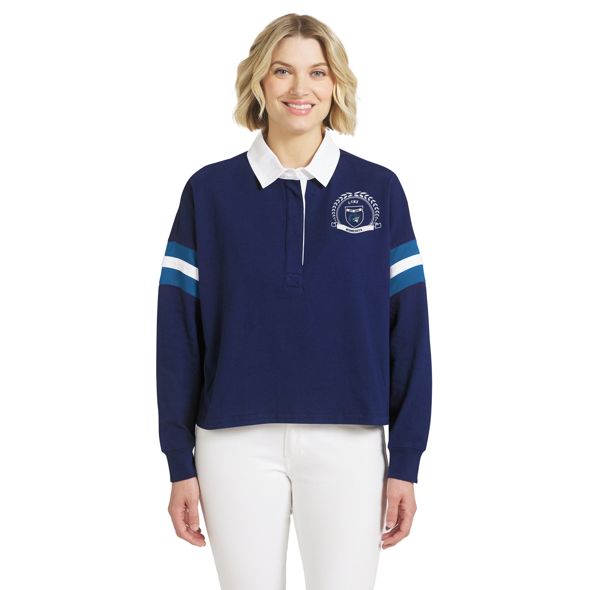 Polo de rugby Minnesota Lynx bleu marine pour femme la marque WEAR by Erin Andrews