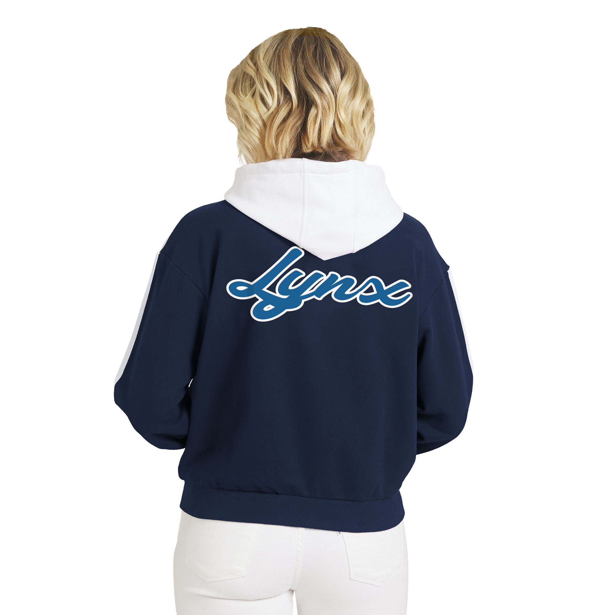 Sweat à capuche zippé WEAR by Erin Andrews bleu marine/blanc Minnesota Lynx blocs de couleurs