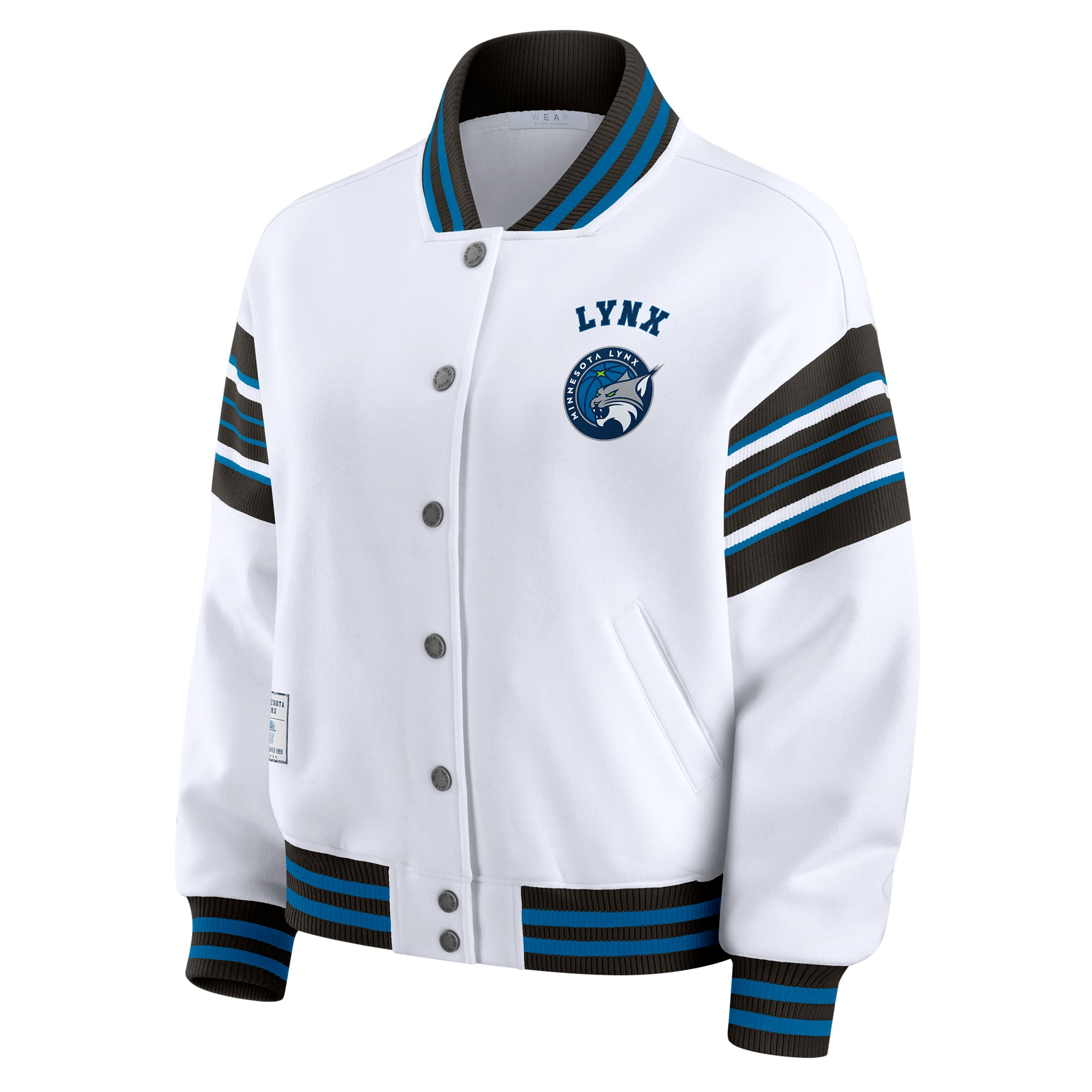Veste sweat-shirt en polaire WNBA blanche/noire à boutons-pression pour femme WEAR by Erin Andrews