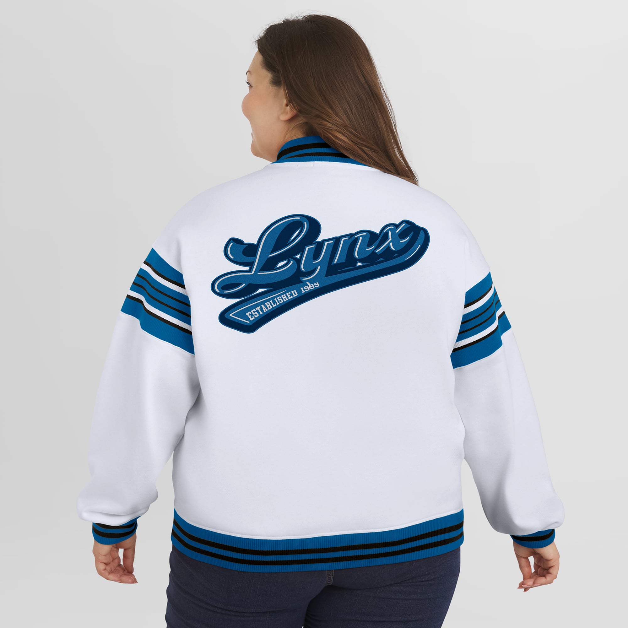 Veste sweat-shirt en polaire WNBA blanche/noire à boutons-pression pour femme WEAR by Erin Andrews