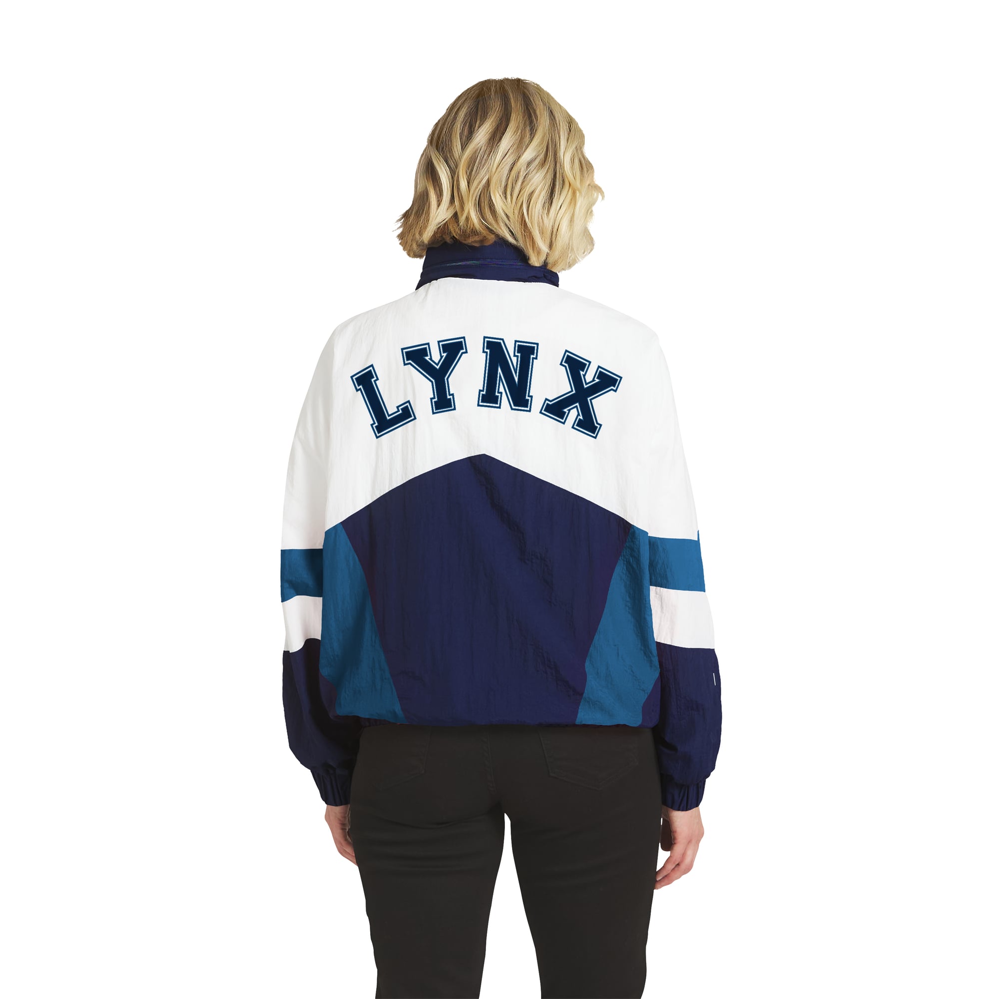 Veste coupe-vent zippée blanche et bleue Minnesota Lynx pour femme de la marque WEAR by Erin Andrews
