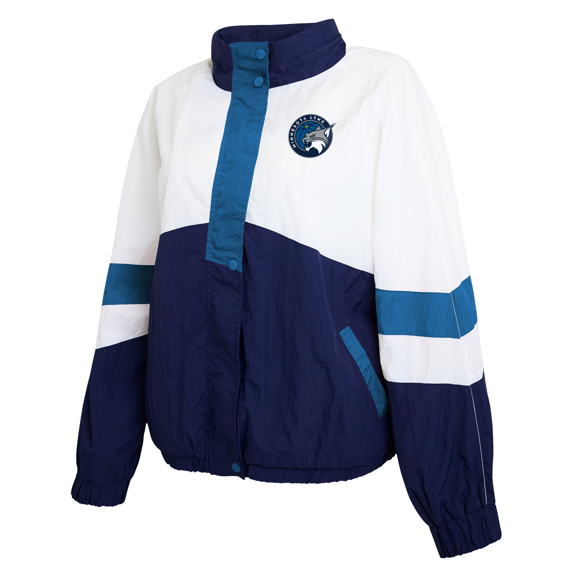 Veste coupe-vent zippée blanche et bleue Minnesota Lynx pour femme de la marque WEAR by Erin Andrews
