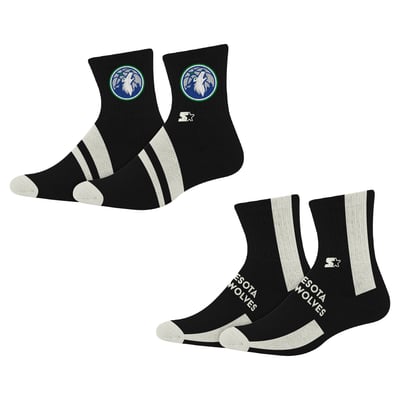 Minnesota Timberwolves Starter  Summit Stripe 2-Pair Pack Quarter Socks - Black

