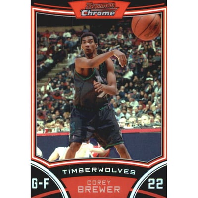 2008-09 Bowman Chrome Refractors Blue #17 Corey Brewer