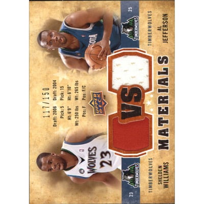 2009-10 Upper Deck VS Dual Materials Bronze #VSJW Al Jefferson/Shelden Williams