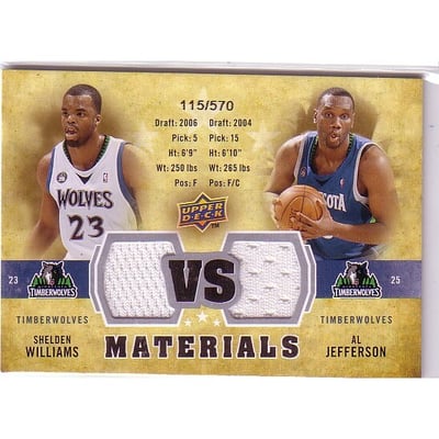 2009-10 Upper Deck VS Dual Materials #VSJW Al Jefferson/570/Shelden Williams
