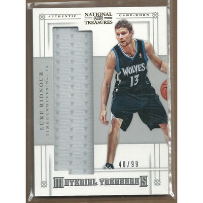 2012-13 Panini National Treasures Material Treasures #55 Luke Ridnour/99