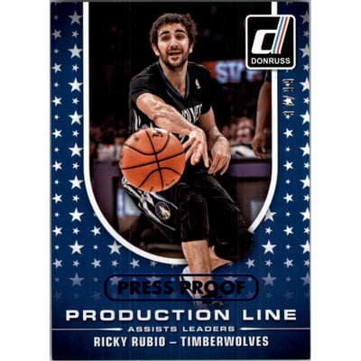 2014-15 Donruss Production Line Assists Press Proofs Blue #5 Ricky Rubio