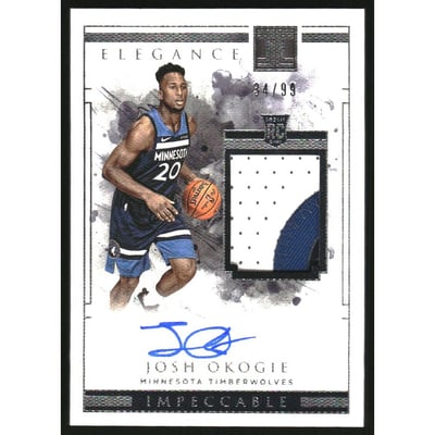2018-19 Panini Impeccable #130 Josh Okogie JSY AU RC