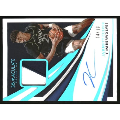 2020-21 Immaculate Collection Patch Autographs Jersey Number #13 Jarrett Culver/23
