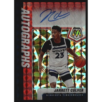 2020-21 Panini Mosaic Autographs Mosaic Choice Fusion Red and Yellow #1 Jarrett Culver