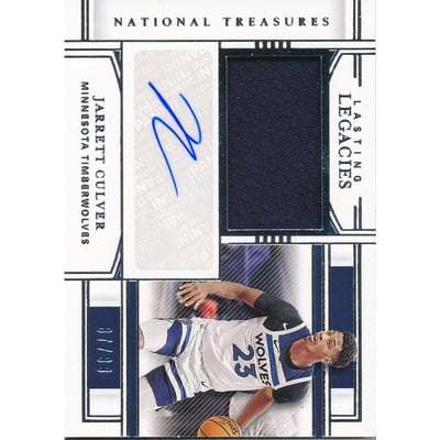 2020-21 Panini National Treasures Lasting Legacies Jersey Autographs #1 Jarrett Culver/99