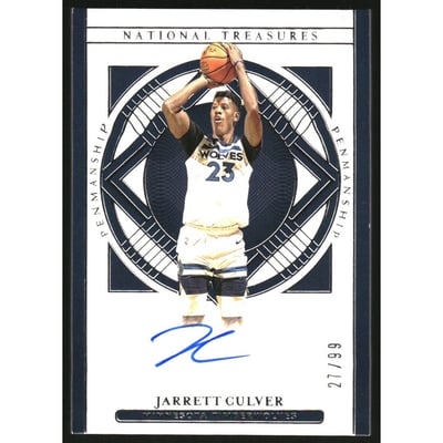 2020-21 Panini National Treasures Penmanship #13 Jarrett Culver/99