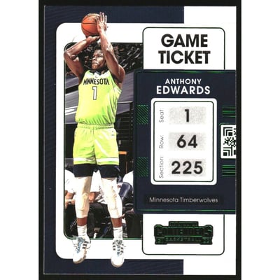 2021-22 Panini Contenders Game Ticket Green #5 Anthony Edwards