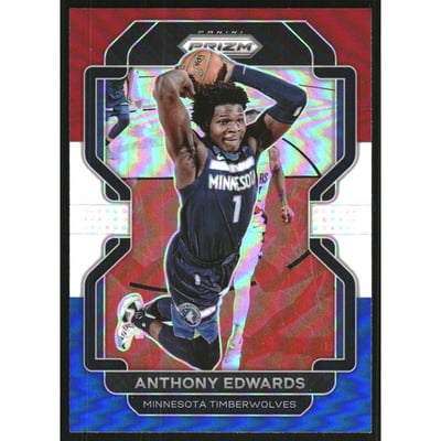 2021-22 Panini Prizm Prizms Red White and Blue #37 Anthony Edwards