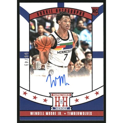 2022-23 Panini Chronicles Hometown Heroes Rookie Autographs Purple #16 Wendell Moore Jr.