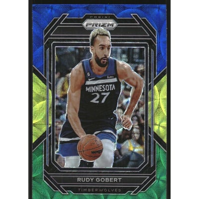 2022-23 Panini Prizm Prizms Choice Blue Yellow and Green #67 Rudy Gobert