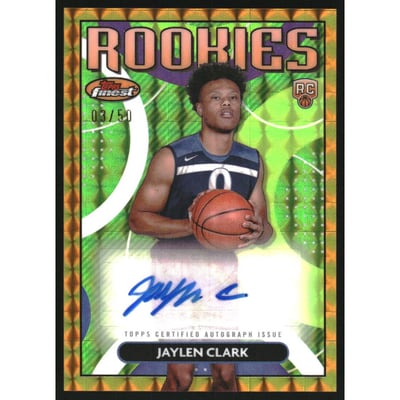 2023-24 Finest Rookie Autographs Gold Geometric Refractors #RFAJC Jaylen Clark
