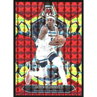2023-24 Panini Mosaic Mosaic Choice Fusion Red and Yellow #87 Jaden McDaniels