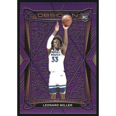 2023-24 Panini Obsidian Electric Etch Purple Flood #154 Leonard Miller