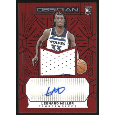 2023-24 Panini Obsidian Electric Etch Red Flood #210 Leonard Miller JSY AU